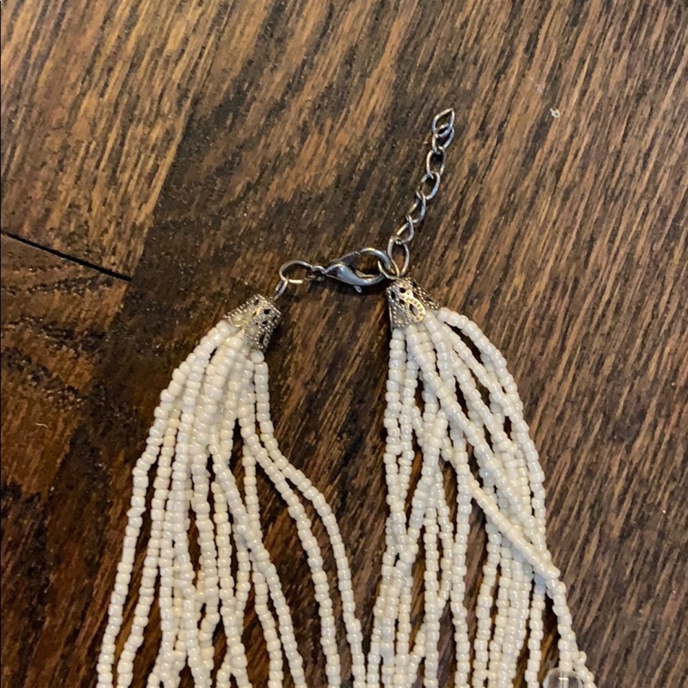 White Beaded Funky Necklace - Picture 5 of 5